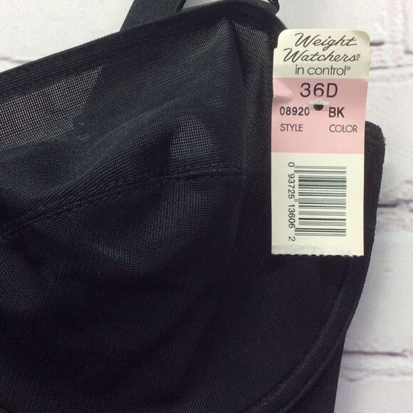 Vintage Weight Watchers In Control Instant Body Shaping Bra Slip Size 36D Black - Picture 2 of 10